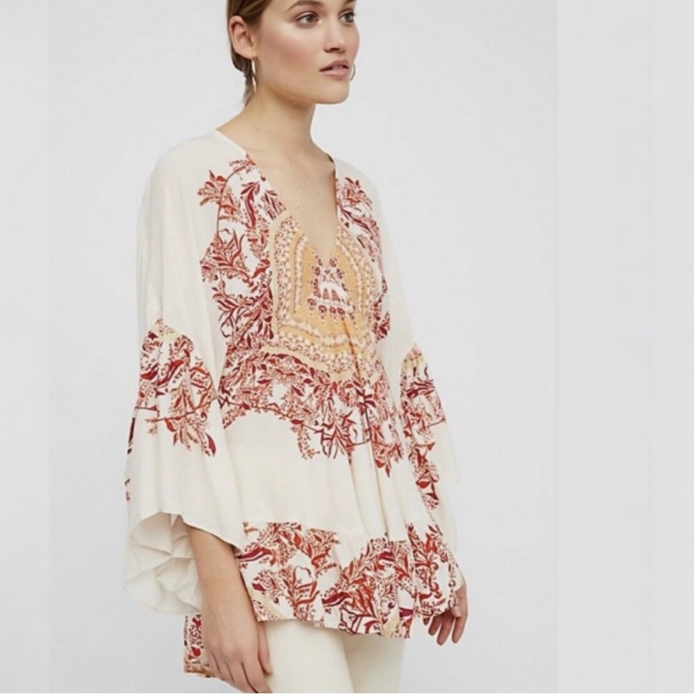 Vintage Y2K Free People Sunset Dreams Boho Top‎ with Bell Sleeves